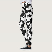 Zwart Wit Abstract Camo Koe Print Leggings (Links)