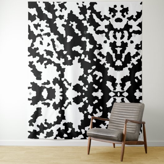 Zwart-wit Abstract camouflagepatroon Wandkleed (In situ)