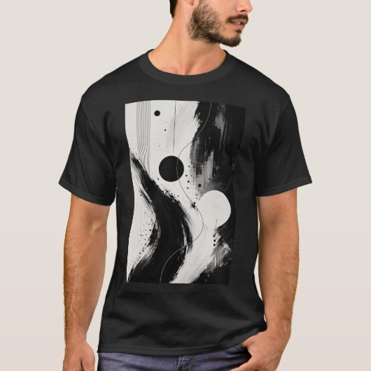 Zwart & Wit Abstract Flow T-shirt (Voorkant)