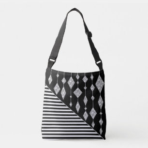 Zwart-wit, abstract, geometrisch, eenvoudig, scann crossbody tas
