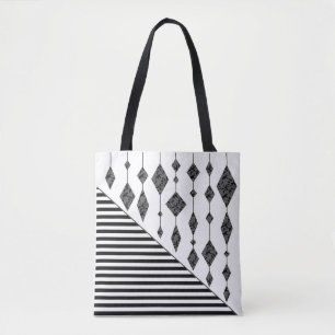 Zwart-wit, abstract, geometrisch, eenvoudig, scann draagtas