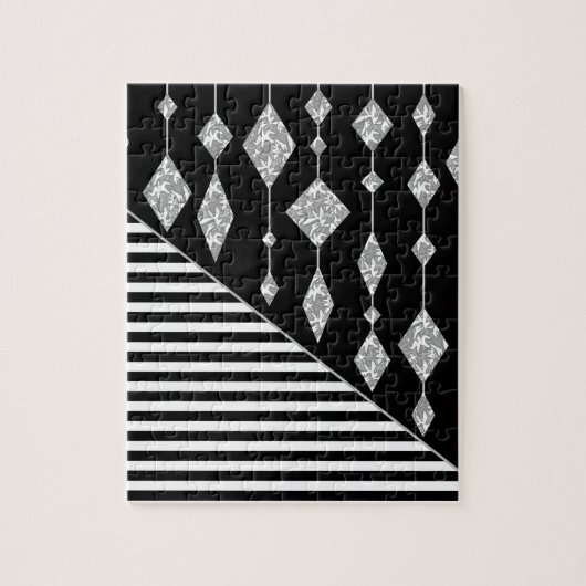 Zwart-wit, abstract, geometrisch, eenvoudig, scann legpuzzel (Verticaal)