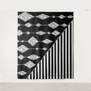 Zwart-wit, abstract, geometrisch, eenvoudig, scann wandkleed