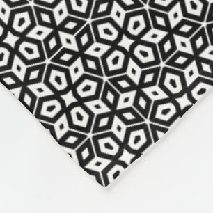 Zwart & Wit Abstract Geometrisch Mozaïek Patroon Fleece Deken