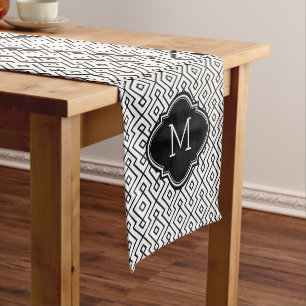Zwart-wit Abstract geometrisch patroon Medium Tafelloper