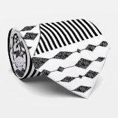 Zwart-wit, abstract, geometrisch stropdas (Opgerold)