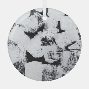 Zwart wit, abstract geschilderd canvas. glas ornament