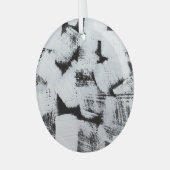 Zwart wit, abstract geschilderd canvas. glas ornament (Voorkant links)