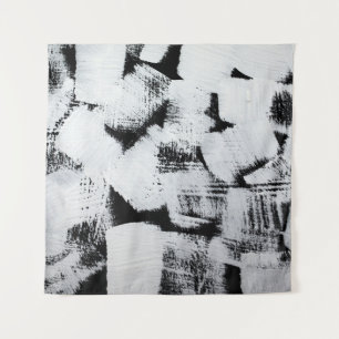 Zwart wit, abstract geschilderd canvas. wandkleed