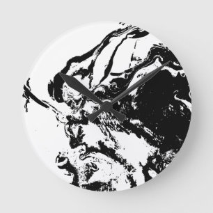 Zwart-wit Abstract Gezichten Incidentele Kunst Ronde Klok