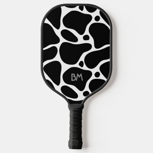 Zwart-wit abstract girafpatroon pickleball paddle (Achterkant)
