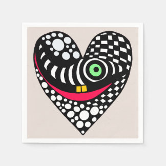 Zwart & wit abstract hart servet