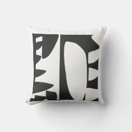 Zwart-wit abstract kleurblok kunst throw kussen