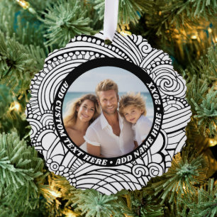 Zwart Wit Abstract Kleuren - Kerstfoto Ornament Kaart