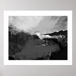 zwart-wit abstract landschap poster
