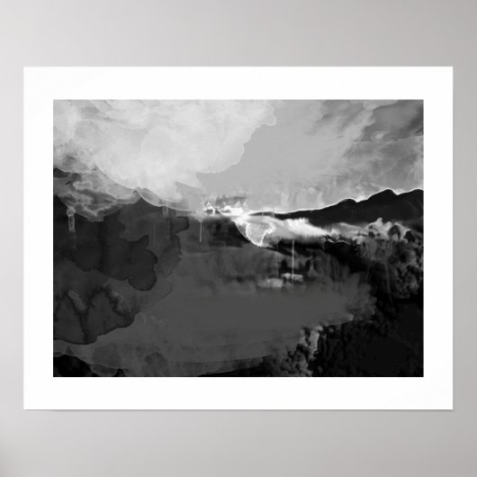 zwart-wit abstract landschap poster (Voorkant)