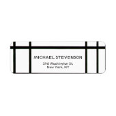 Zwart Wit Abstract Lijnen Uniek Etiket (Voorkant)