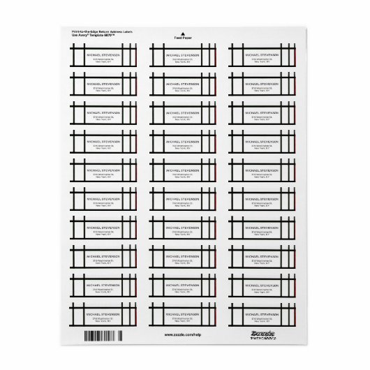 Zwart Wit Abstract Lijnen Uniek Etiket (Full Sheet)