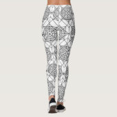 zwart-wit Abstract lineair patroon Leggings (Achterkant)