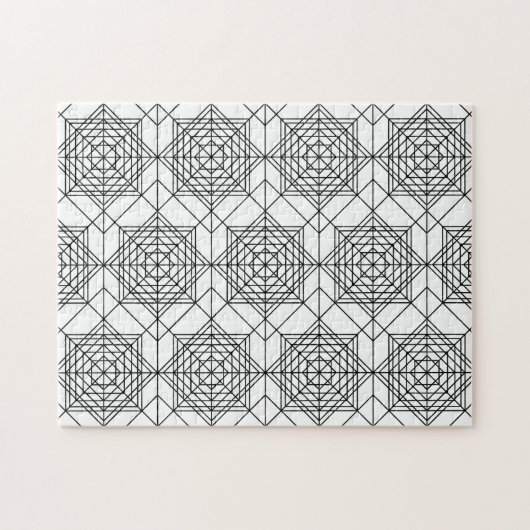 zwart-wit Abstract lineair patroon Legpuzzel (Horizontaal)