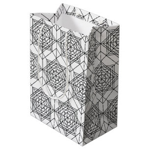 zwart-wit Abstract lineair patroon Medium Cadeauzakje