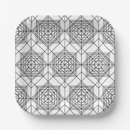  zwart-wit Abstract lineair patroon Papieren Bordje