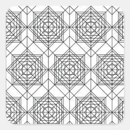  zwart-wit Abstract lineair patroon Vierkante Sticker