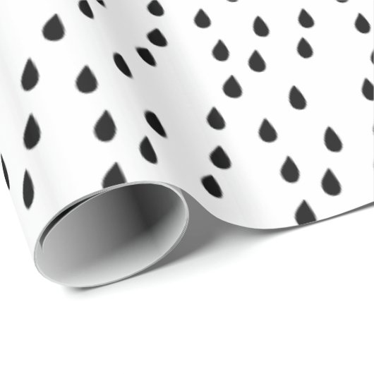 Zwart-wit Abstract Modern Random Raindrop Cadeaupapier (Rol Hoek)