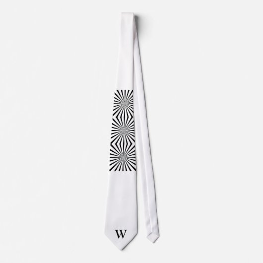 Zwart-wit Abstract Monogram Stropdas (Voorkant)