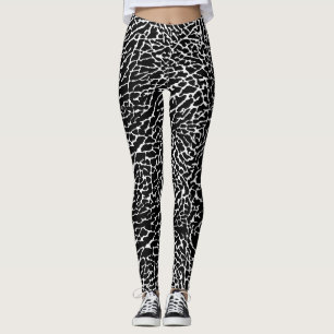 Zwart-wit abstract olifantprint leggings