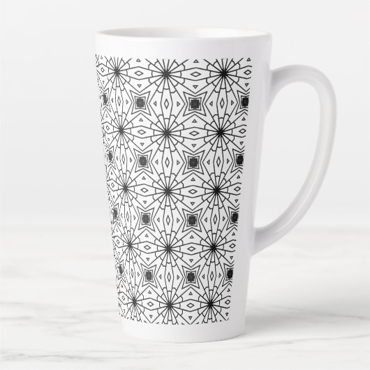 Zwart-wit Abstract ontwerp Latte Mok (Rechts)