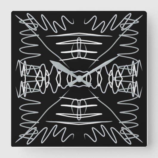 Zwart-wit abstract ontwerp vierkante klok (Voorkant)