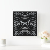 Zwart-wit abstract ontwerp vierkante klok (Huis)