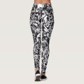 Zwart-wit abstract patroon leggings (Achterkant)