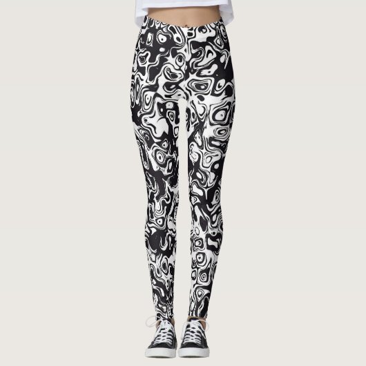 Zwart-wit abstract patroon leggings (Voorkant)