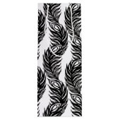 Zwart-wit abstract Peacockvederpatroon Wijn Cadeautas (Achterkant)