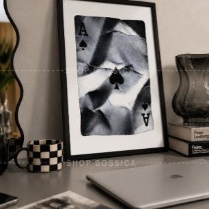 Zwart-Wit Abstract Poker Wandkunst Minimalistisch Poster