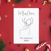 Zwart wit abstract rendier moderne kerst feestdagenkaart