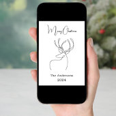 Zwart wit abstract rendier moderne kerst feestdagenkaart