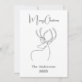Zwart wit abstract rendier moderne kerst feestdagenkaart (Voorkant)