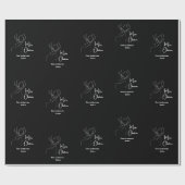 Zwart wit abstract rendier moderne Kerstmis Cadeaupapier (Vlak)