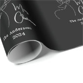 Zwart wit abstract rendier moderne Kerstmis Cadeaupapier (Rol Hoek)