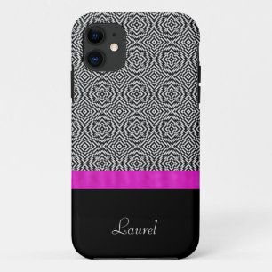 Zwart-wit Abstract Roze iPhone 11 Hoesje