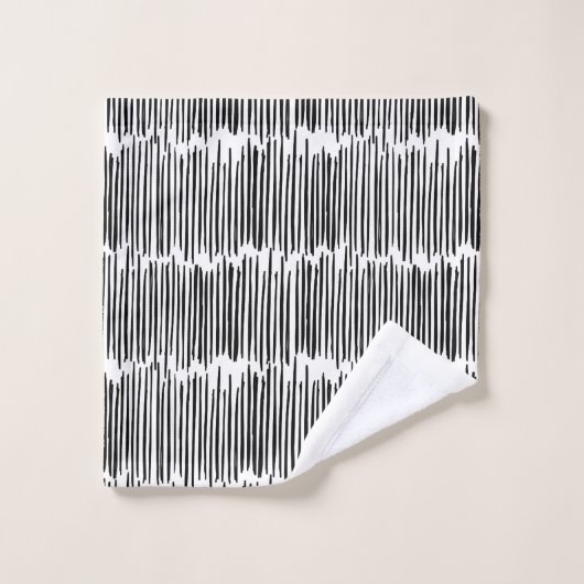 Zwart-wit Abstract Stripe Patroon Bad Handdoek (Wasdoekje)