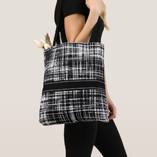 Zwart-wit Abstract Stripe Patroon Draagtas
