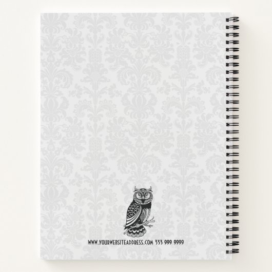 Zwart & Wit Abstract Uil Notitieboek (Achterkant)