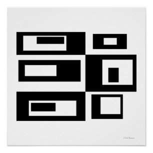 Zwart-wit abstract vierkant POSTER Perfect Poster