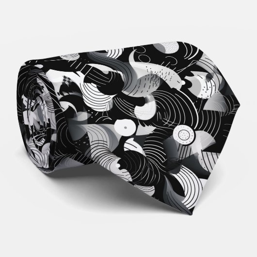Zwart-wit abstract vormpatroon stropdas (Opgerold)