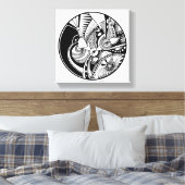 Zwart-wit Abstract Zendala op Circle 6 Canvas Afdruk (Insitu (Slaapkamer))