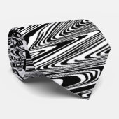 Zwart-wit Abstract Zigzag Stropdas (Opgerold)